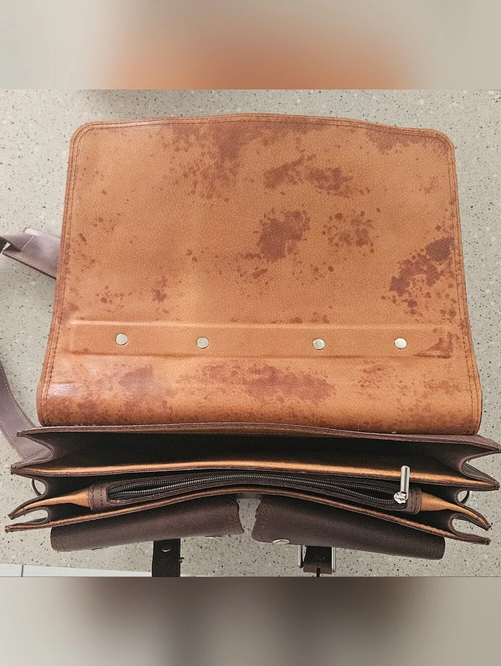 NEW Men's Brown Genuine Leather Messenger Bag Work Briefcase Distressed Style